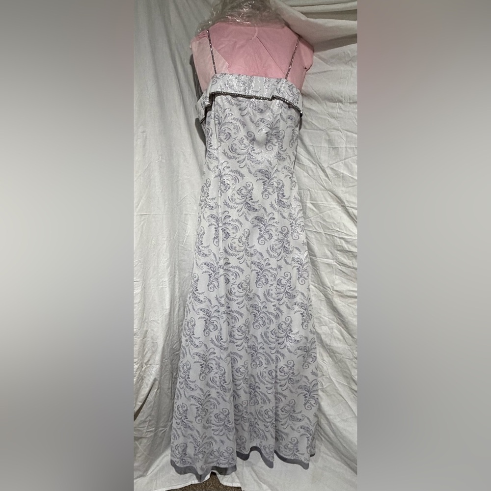 Roberta Bridal White‎ and Gray Maxi Dress/Prom Dress